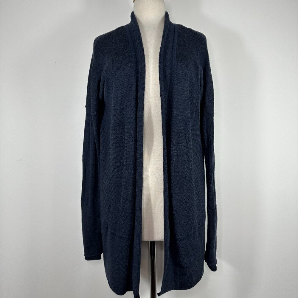 Lululemon Merino Wool Sit In Lotus Split Back Navy Blue Cardigan Sweater Size 4